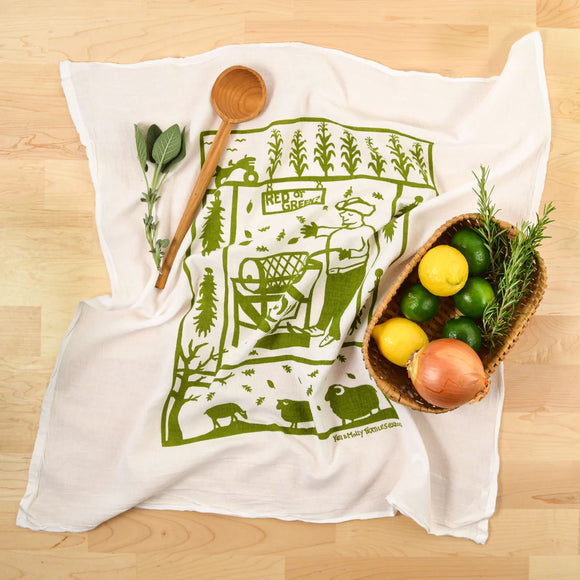 Flour Sack Dish Towel - Chile Roaster Green