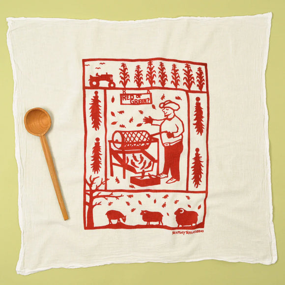 Flour Sack Dish Towel - Chile Roaster Red